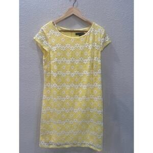 Y2K Yellow with Lace Overlay Dress - Size Medium